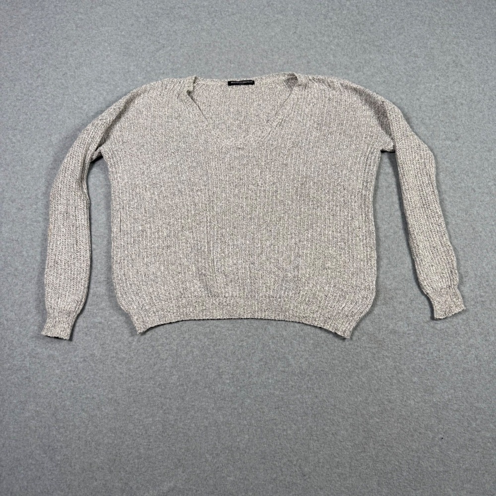 Brandy Melville Womens Marled Grey Oversized Cotton Blend Cozy Fall Sweater OS
